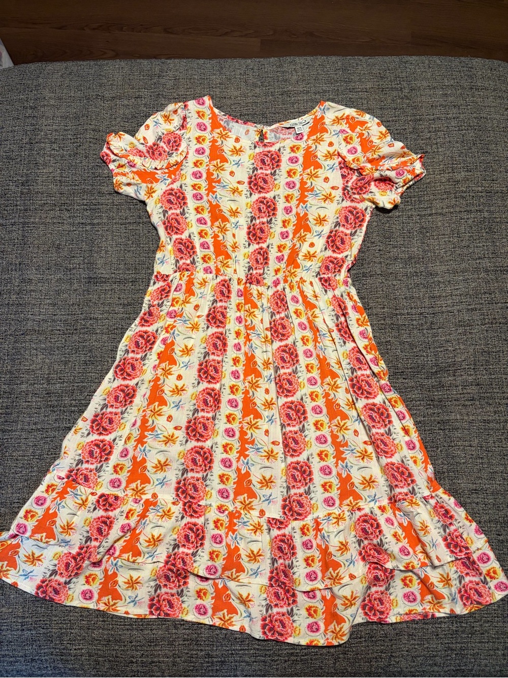 The Pioneer Woman Orange & Pink Floral Short-Sleeve Girls Dress